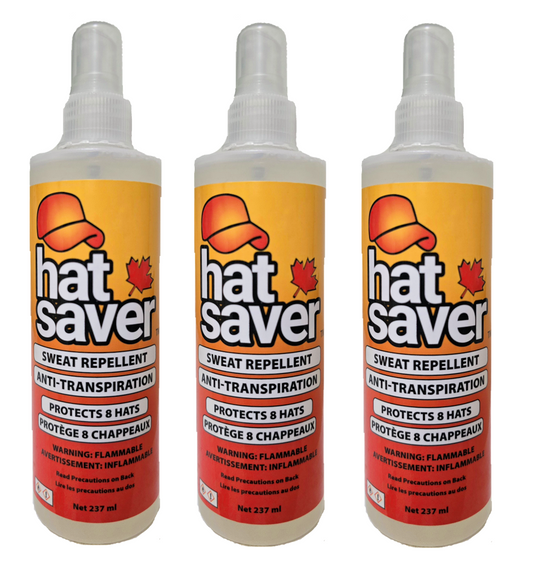 Hat Saver sweat repellent spray - 3 bottle pack, best value hat care Canada